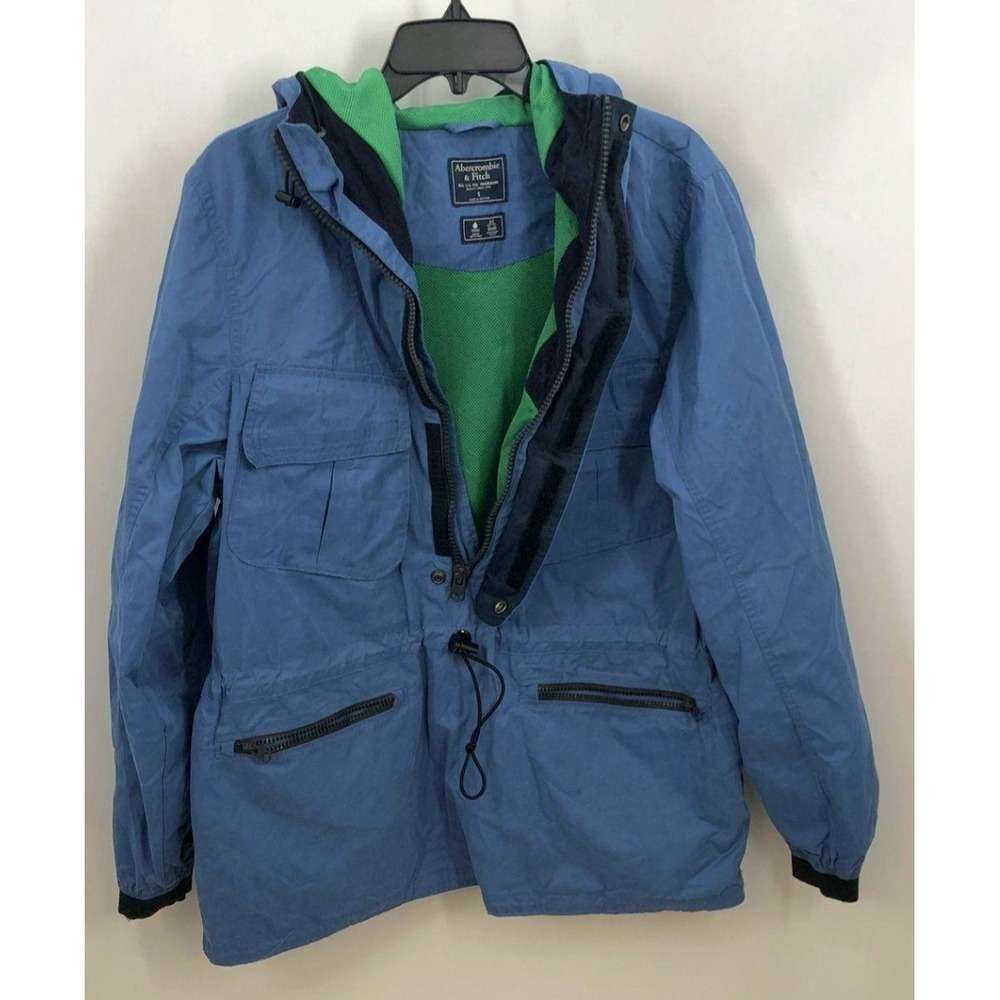 Abercrombie & Fitch Men S Blue Survival Parka Water Resistant Windproof Jacket